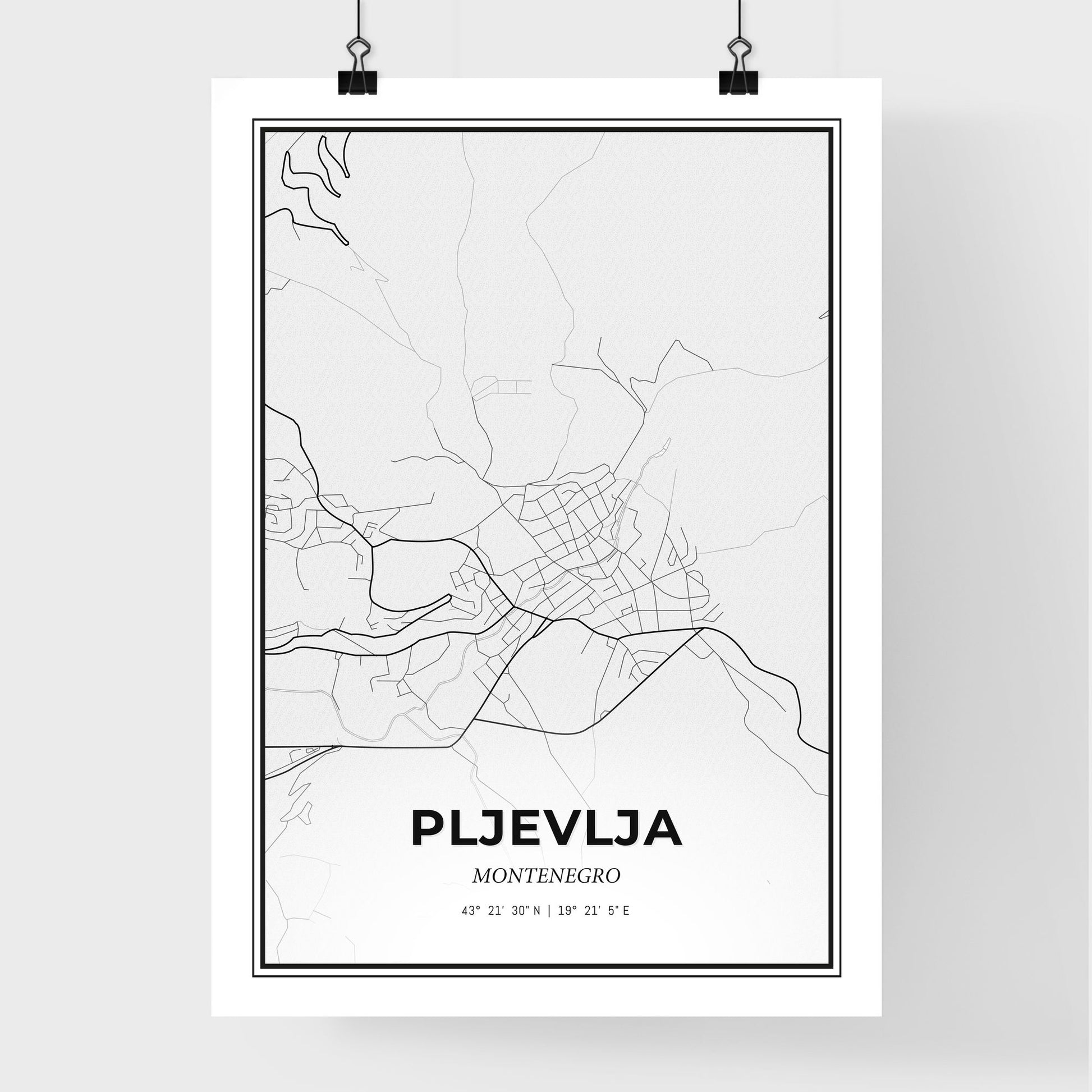 Pljevlja Montenegro - Premium City Map Poster