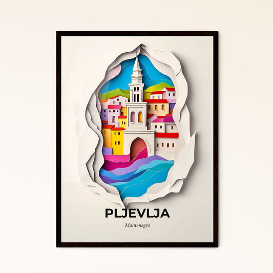 Vivid Pljevlja, Montenegro - a paper cut of a city with a bridge