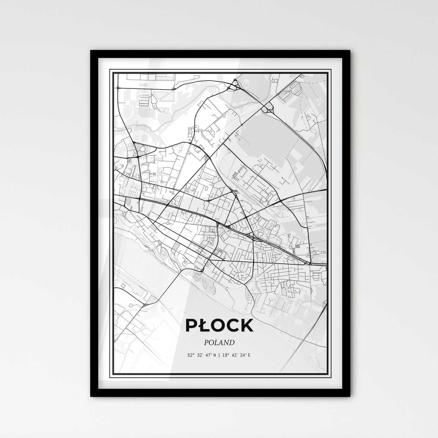 Płock Poland - Scandinavian Style City Map for Modern Home Decor