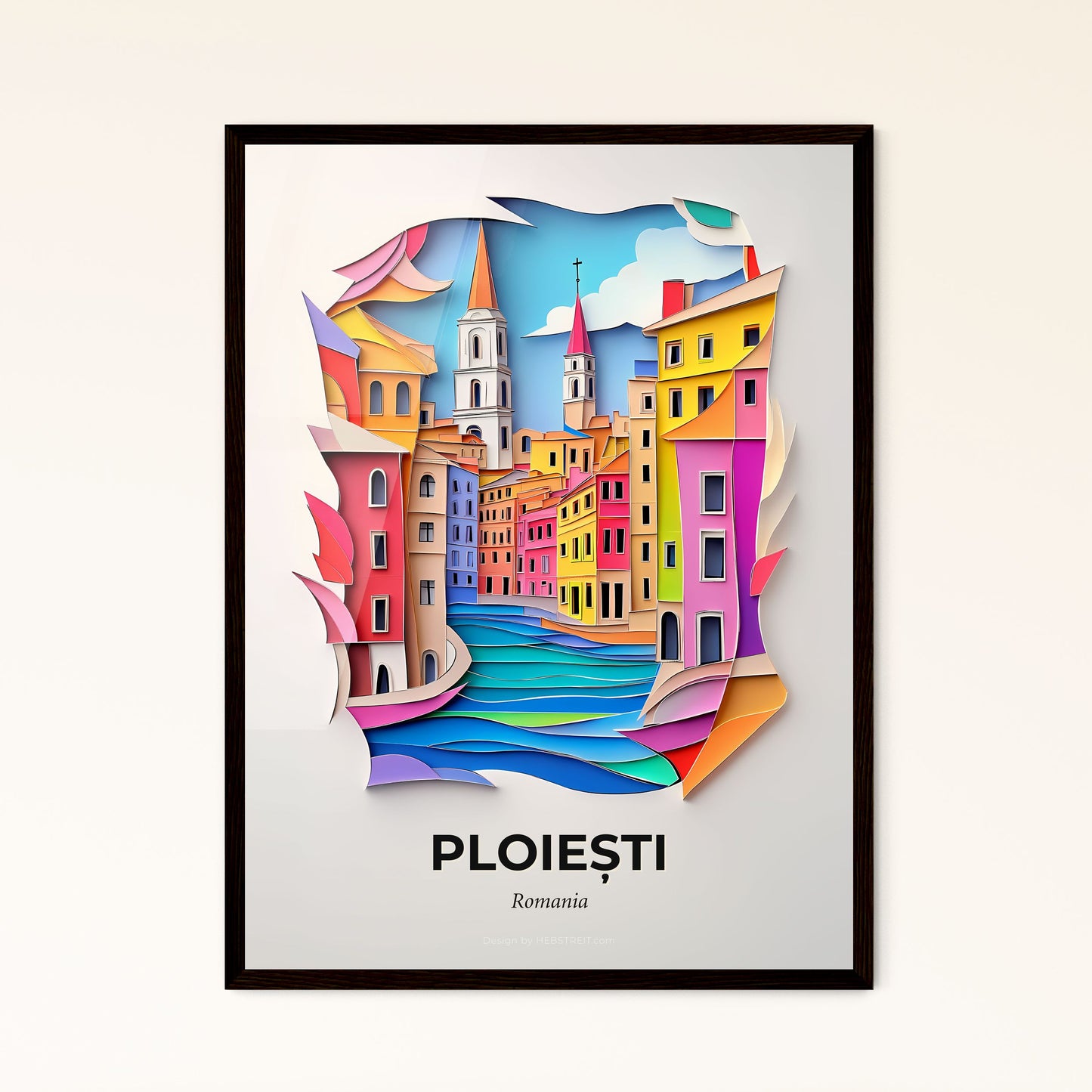 Vivid Ploiești, Romania - a paper cut of a city with a river