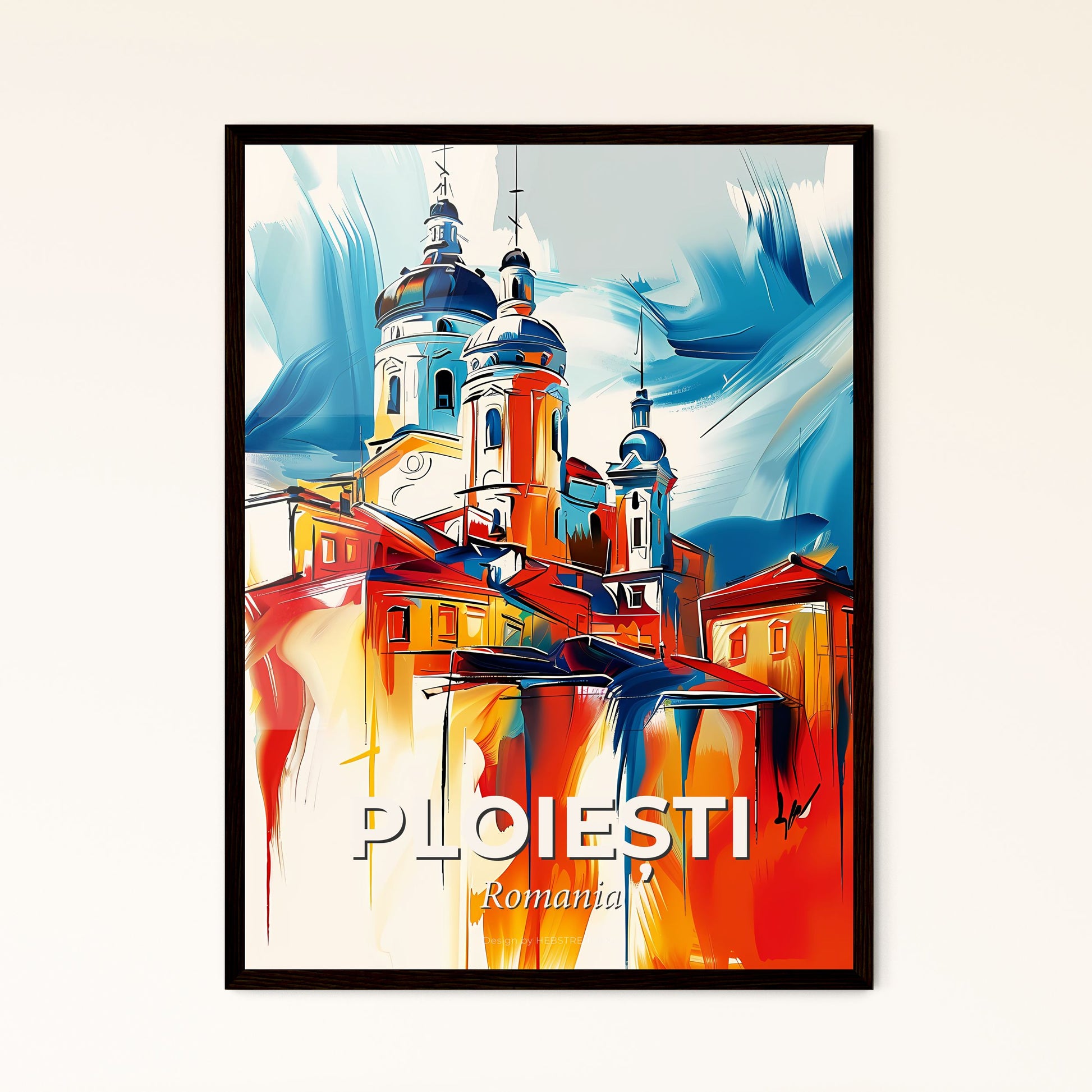 Vibrant Ploiești, Romania - A Painting Of A Building With Towers