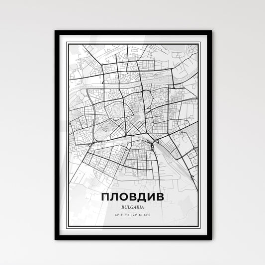 Plovdiv Bulgaria - Scandinavian Style City Map for Modern Home Decor