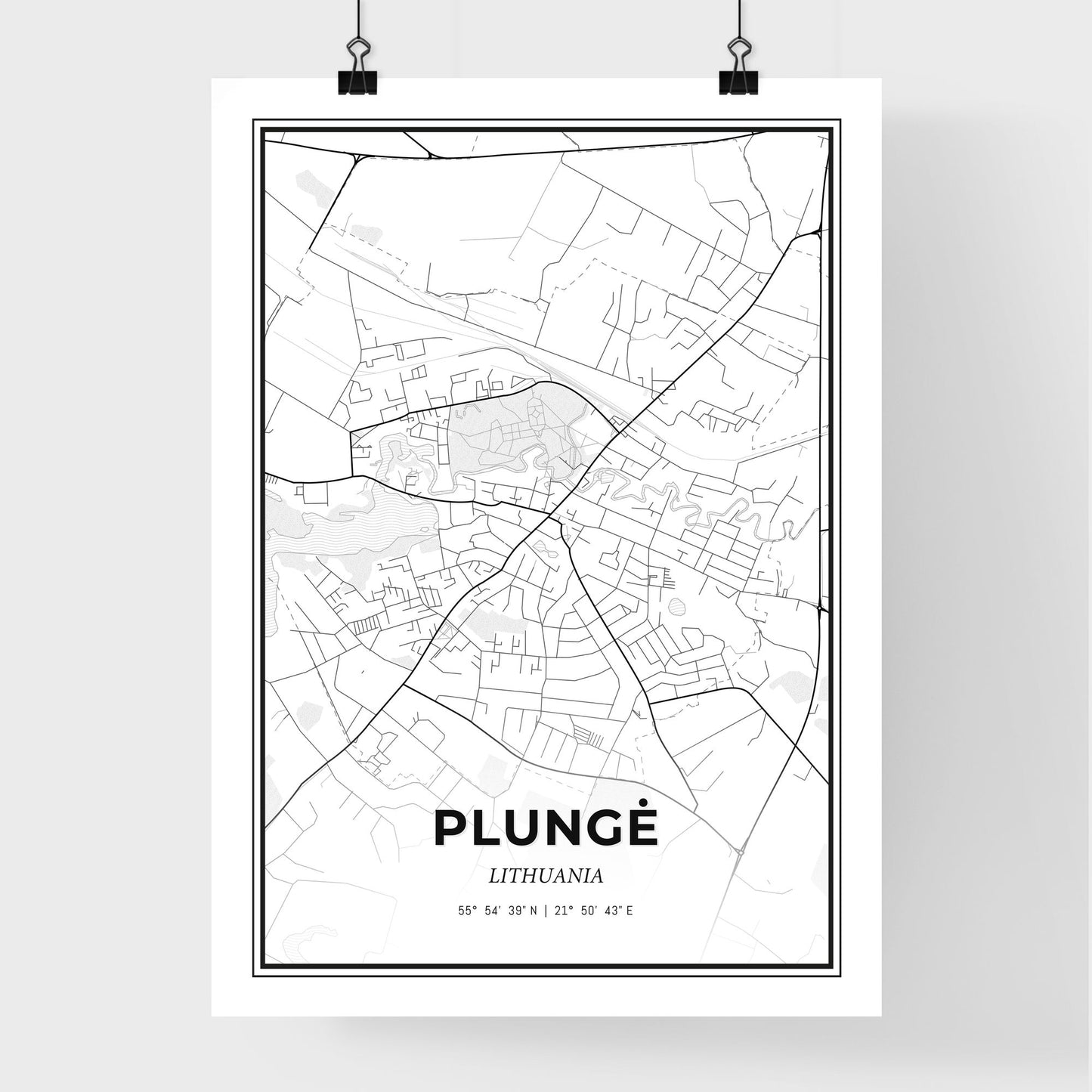 Plungė Lithuania - Premium City Map Poster