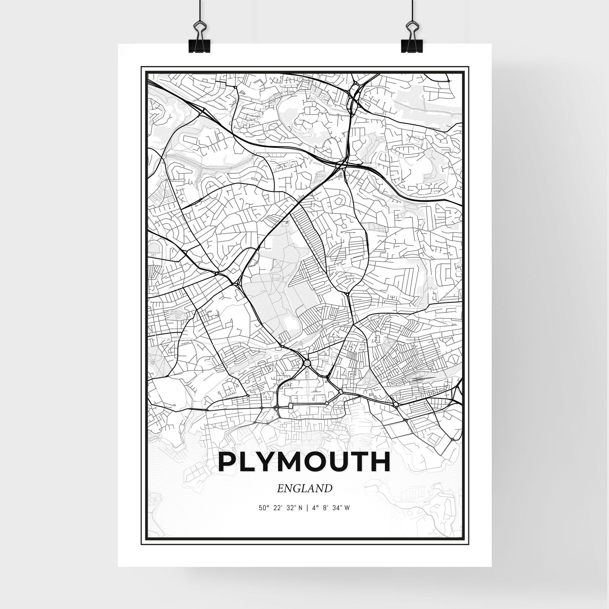 Plymouth England - Premium City Map Poster