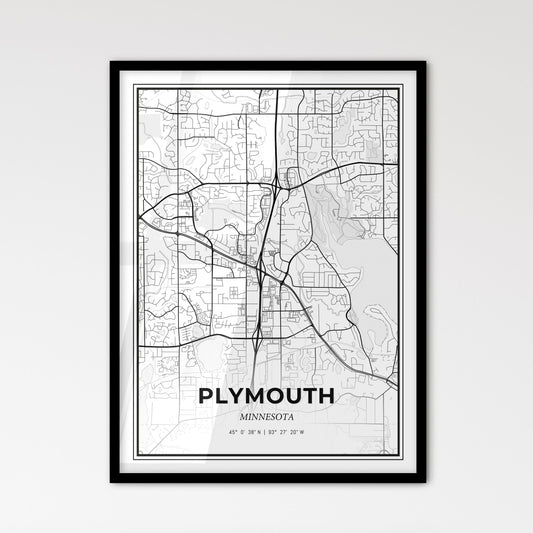 Plymouth Minnesota - Scandinavian Style City Map for Modern Home Decor