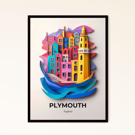 Vivid Plymouth, England - a paper cut of a city with a boat