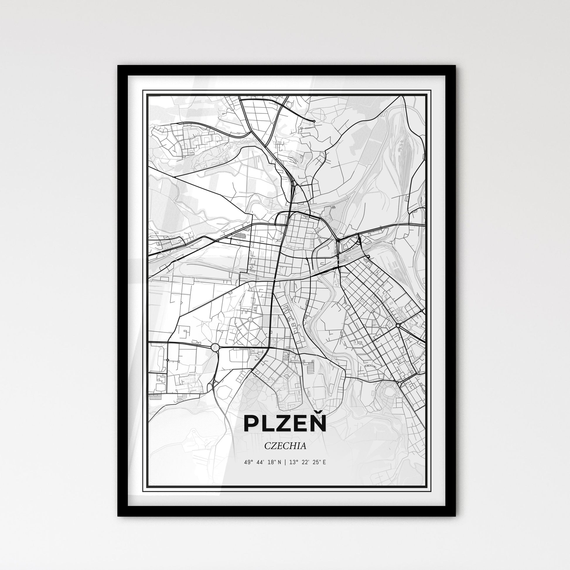  Plzeň Czechia - Scandinavian Style City Map for Modern Home Decor