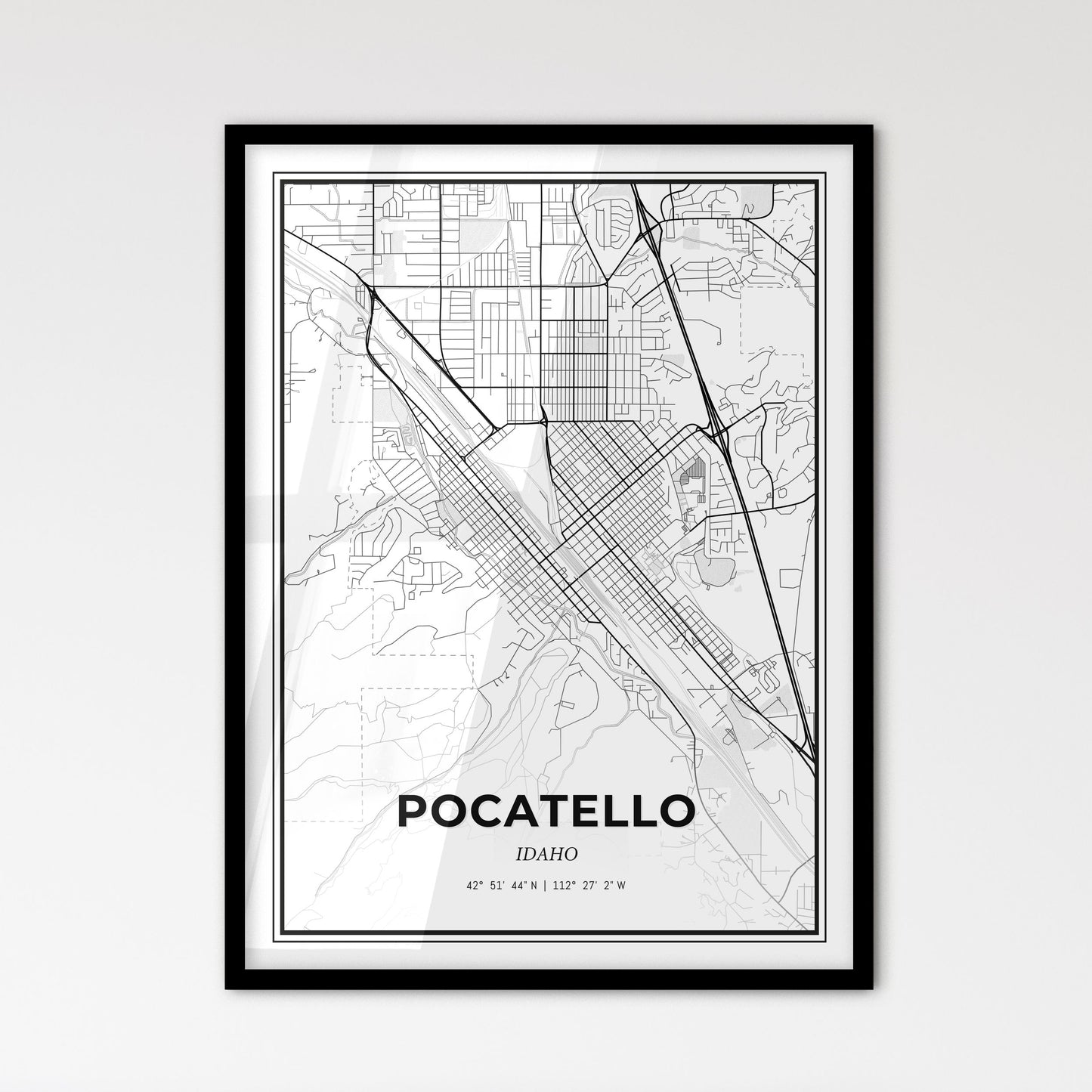 Pocatello Idaho - Scandinavian Style City Map for Modern Home Decor