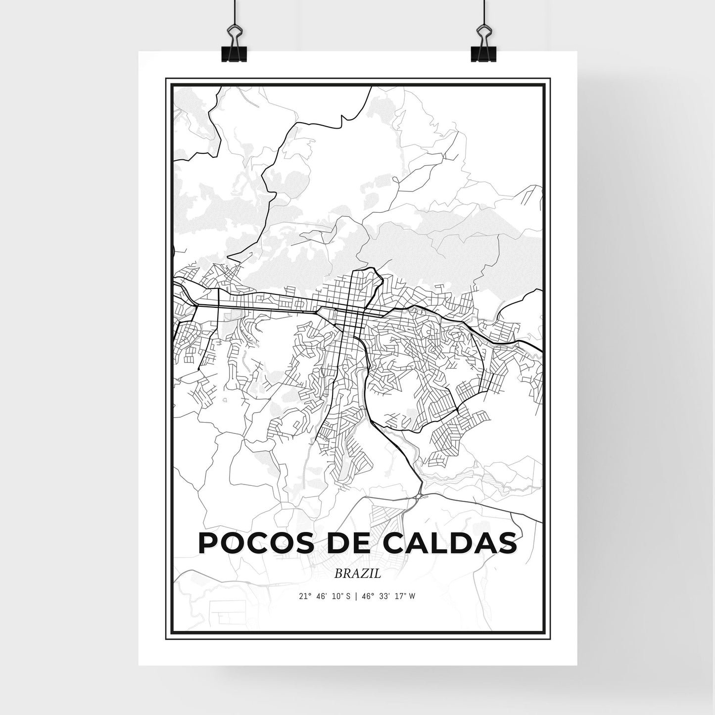 Pocos de Caldas Brazil - Premium City Map Poster