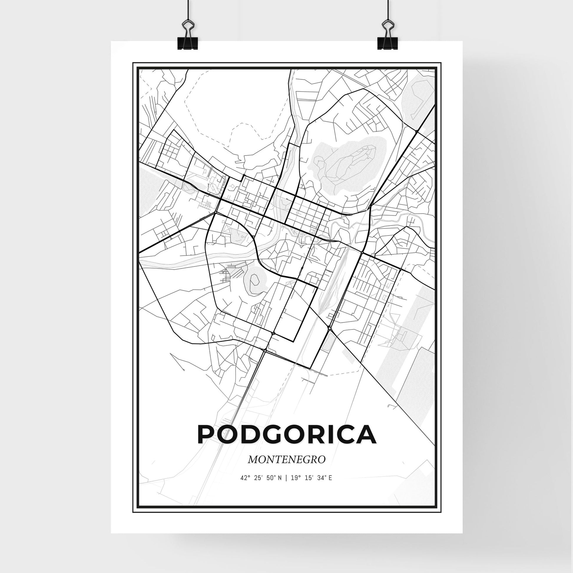 Podgorica Montenegro - Premium City Map Poster