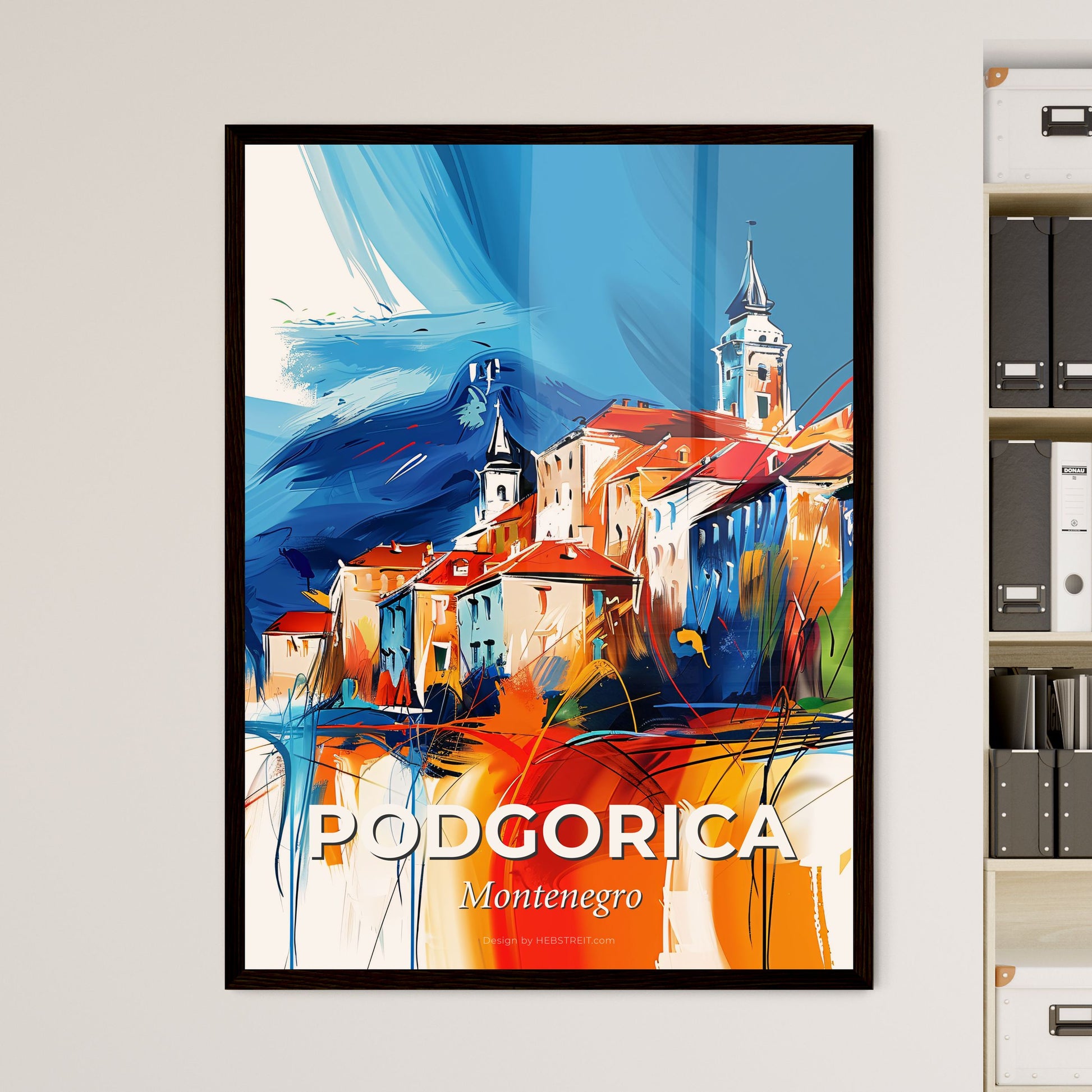 Vibrant Podgorica, Montenegro - A Painting Of A Town