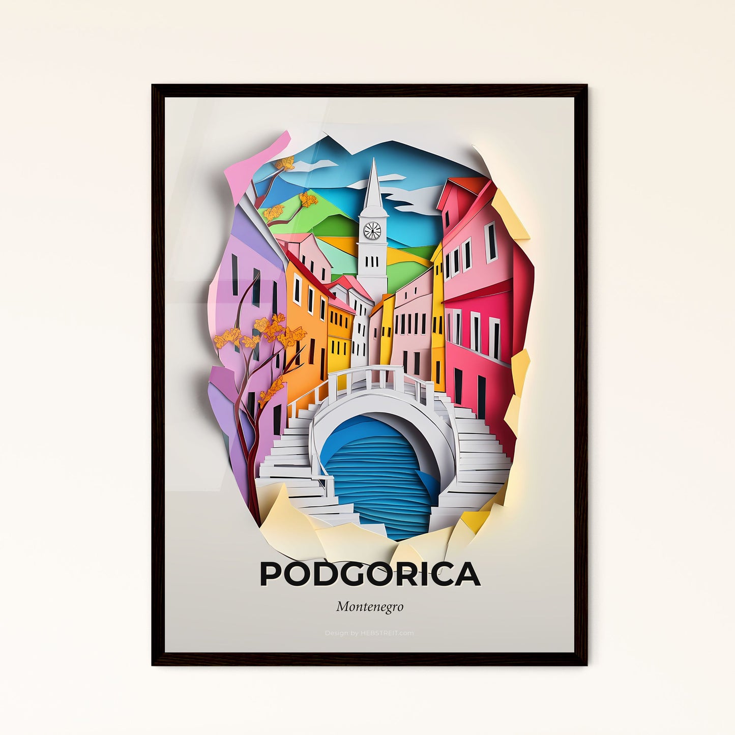 Vivid Podgorica, Montenegro - a paper cut of a city with a bridge