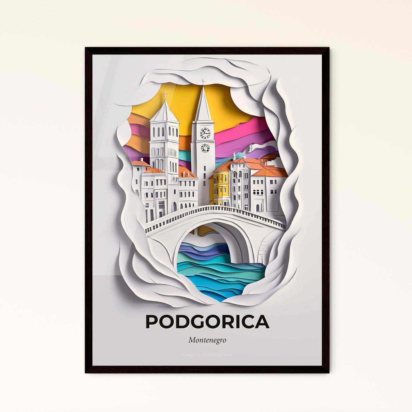 Vivid Podgorica, Montenegro - a paper cut of a city with a bridge