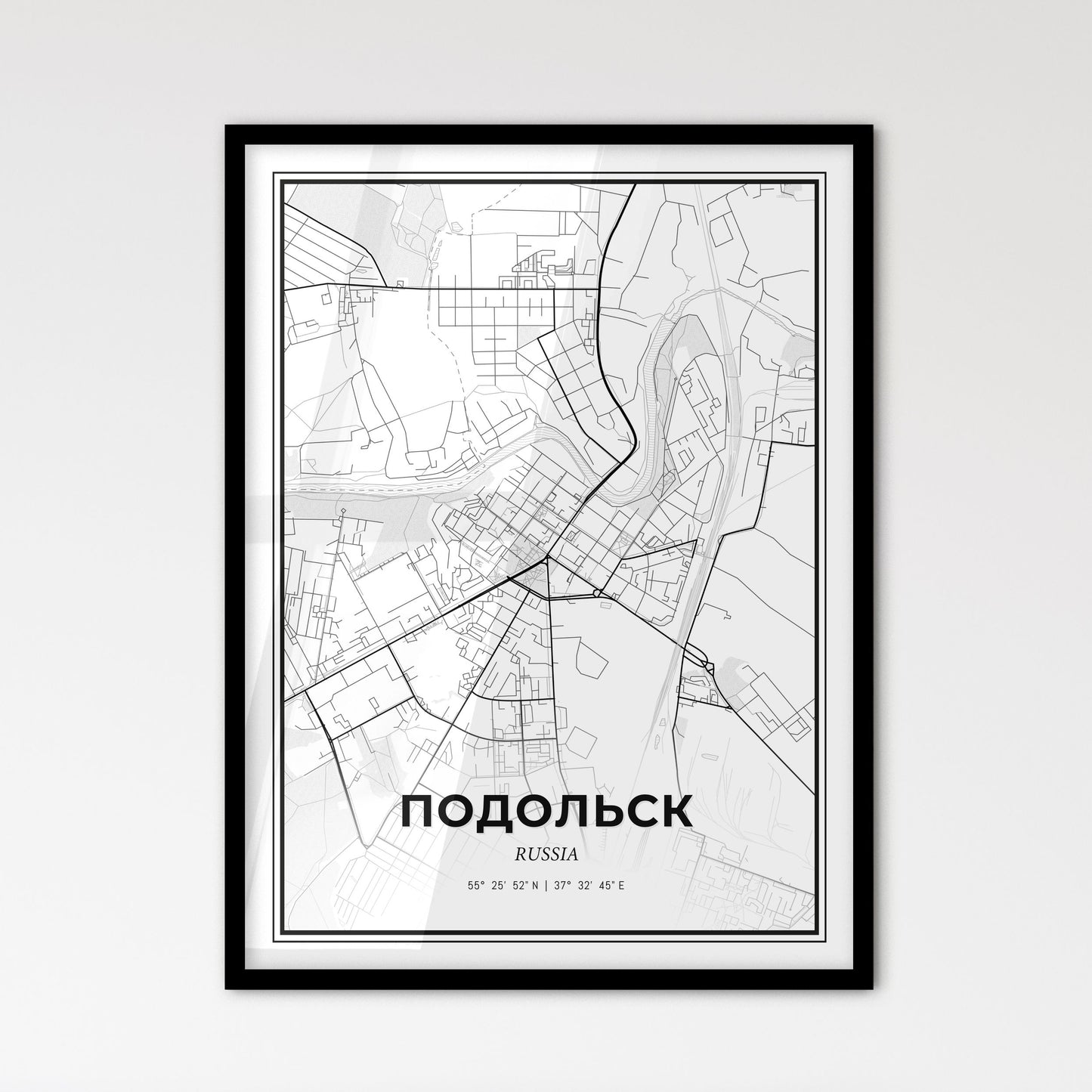 Podolsk Russia - Scandinavian Style City Map for Modern Home Decor