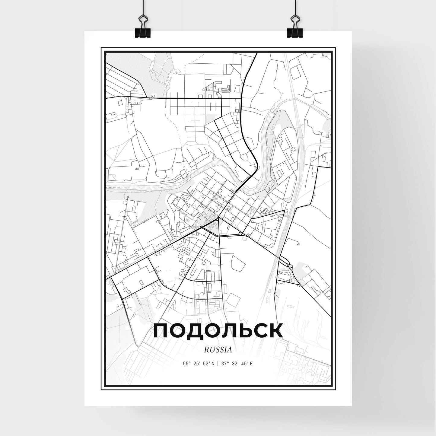 Podolsk Russia - Premium City Map Poster