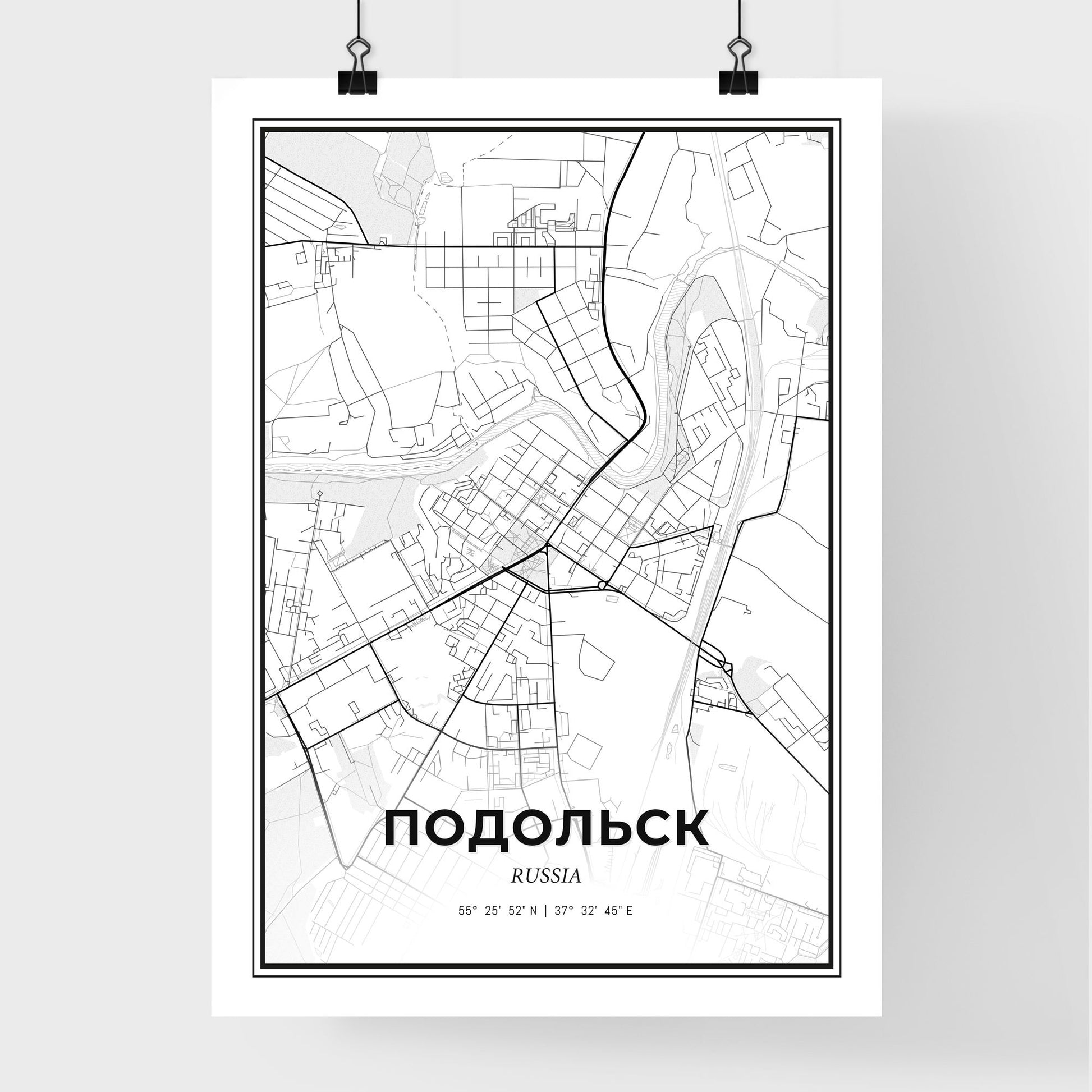 Podolsk Russia - Premium City Map Poster