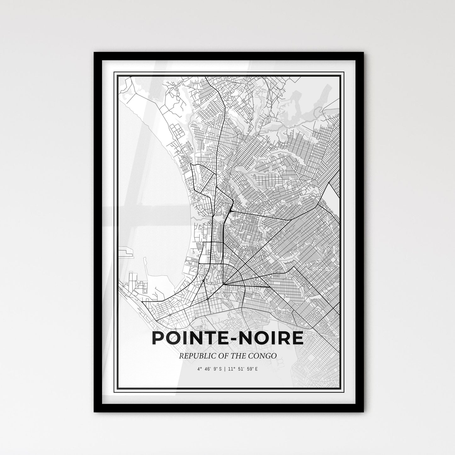 Pointe-Noire Republic Of The Congo - Scandinavian Style City Map for Modern Home Decor