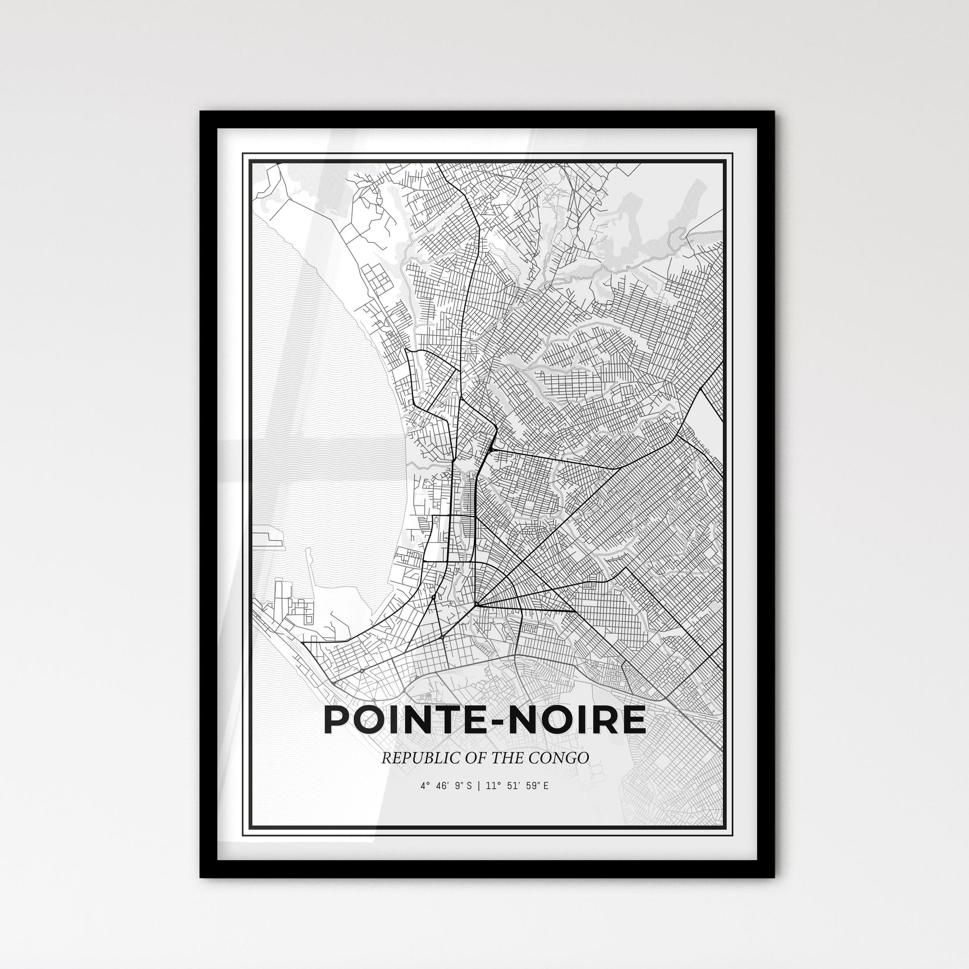 Pointe-Noire Republic Of The Congo - Scandinavian Style City Map for Modern Home Decor