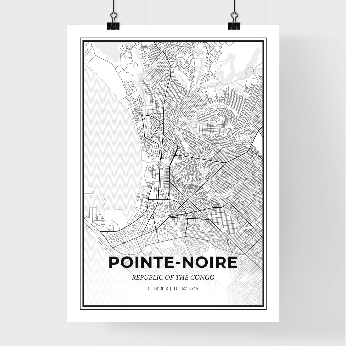 Pointe-Noire Republic Of The Congo - Premium City Map Poster