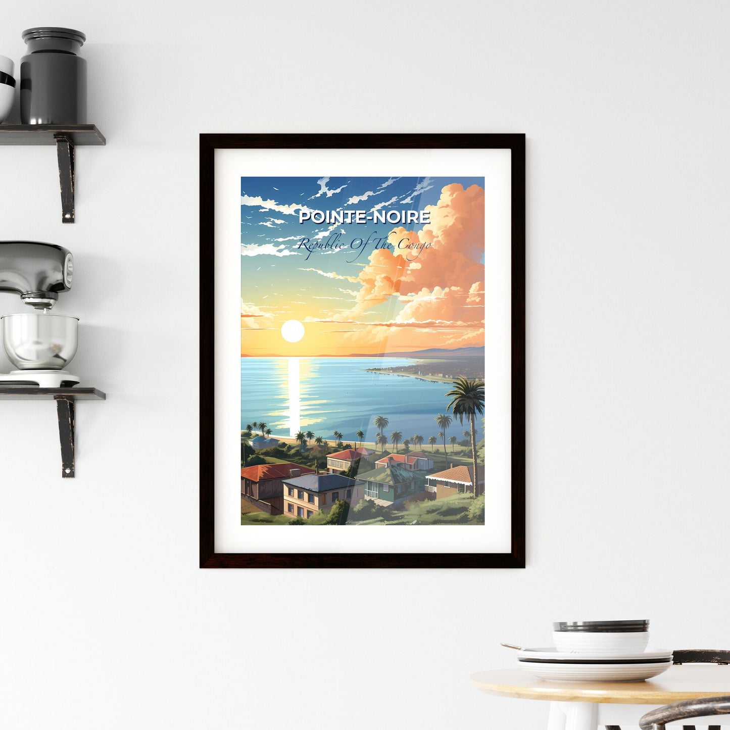 Colorful sunset over beach in Pointe-Noire Republic of the Congo artwork painting Default Title