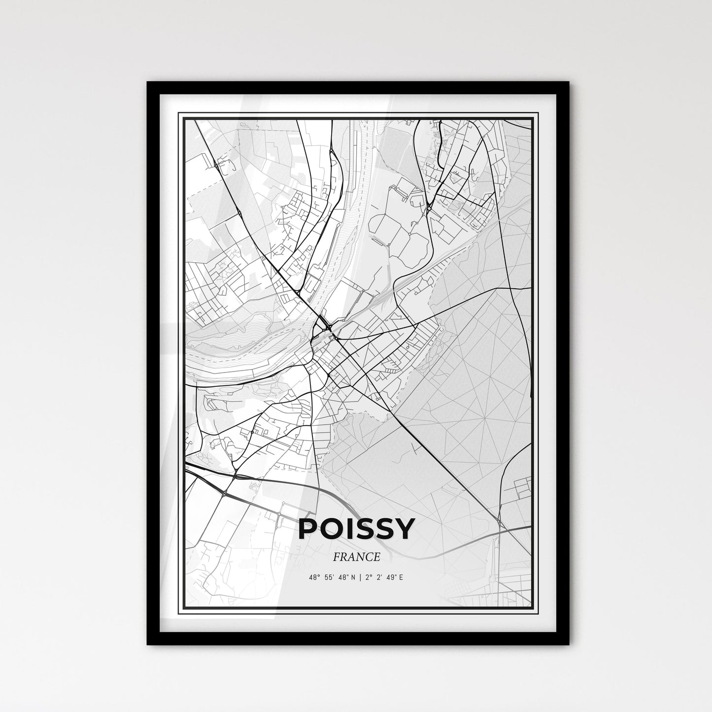 Poissy France - Scandinavian Style City Map for Modern Home Decor