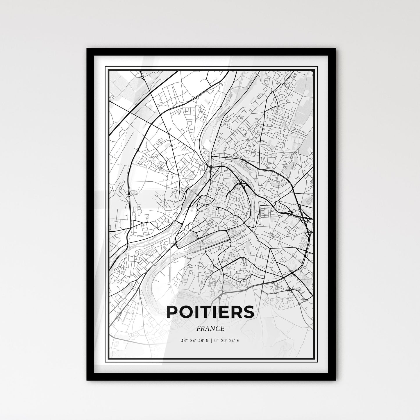 Poitiers France - Scandinavian Style City Map for Modern Home Decor