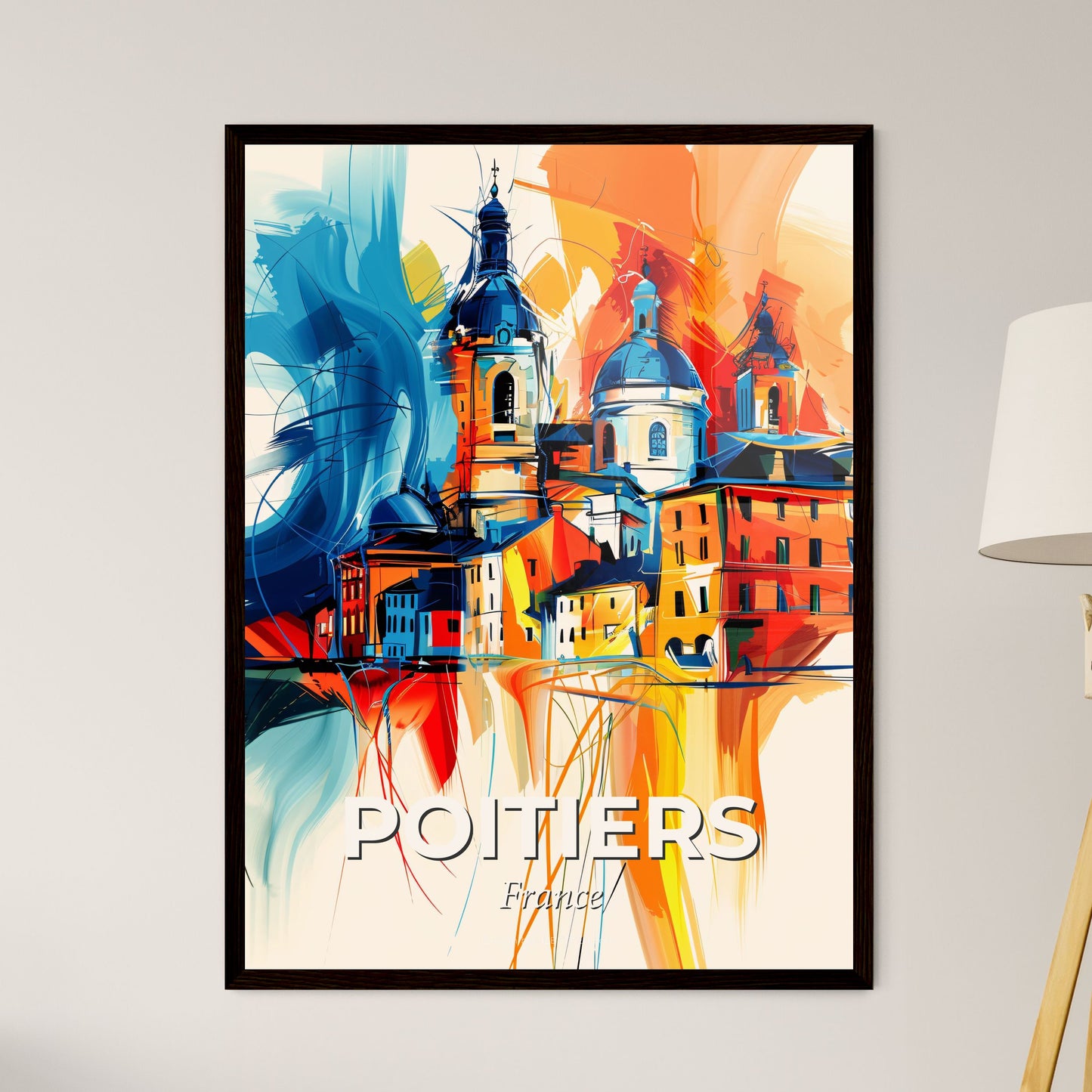 Vibrant Poitiers, France - A Painting Of A Building