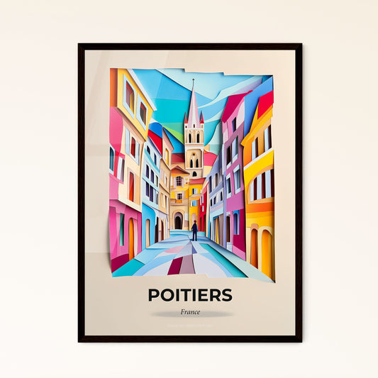 Vivid Poitiers, France - a painting of a person walking down a street