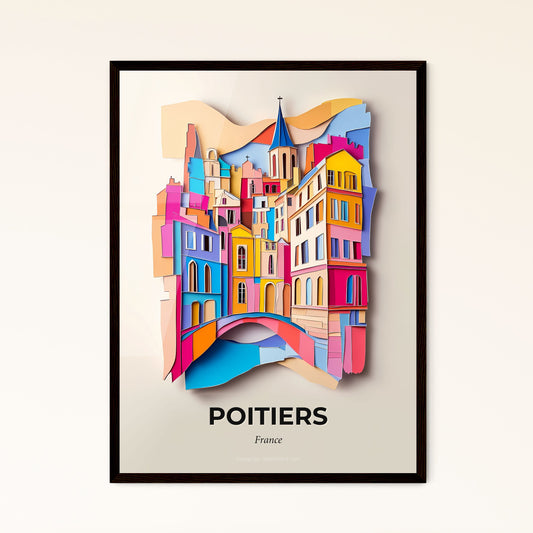 Vivid Poitiers, France - a colorful city is cut out of paper