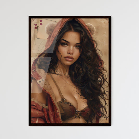 Vibrant Art Deco Portrait of a Brunette Wear - Framed Art Print