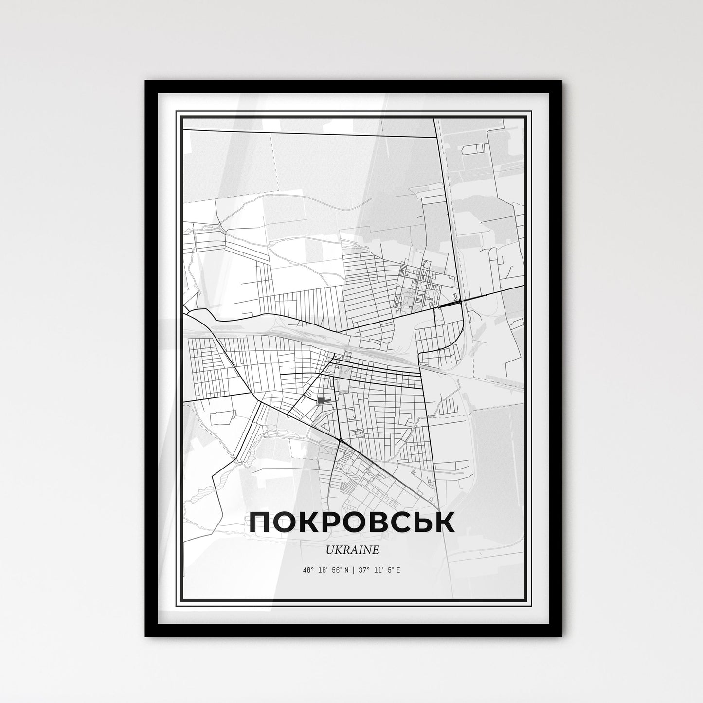 Pokrovsk Ukraine - Scandinavian Style City Map for Modern Home Decor