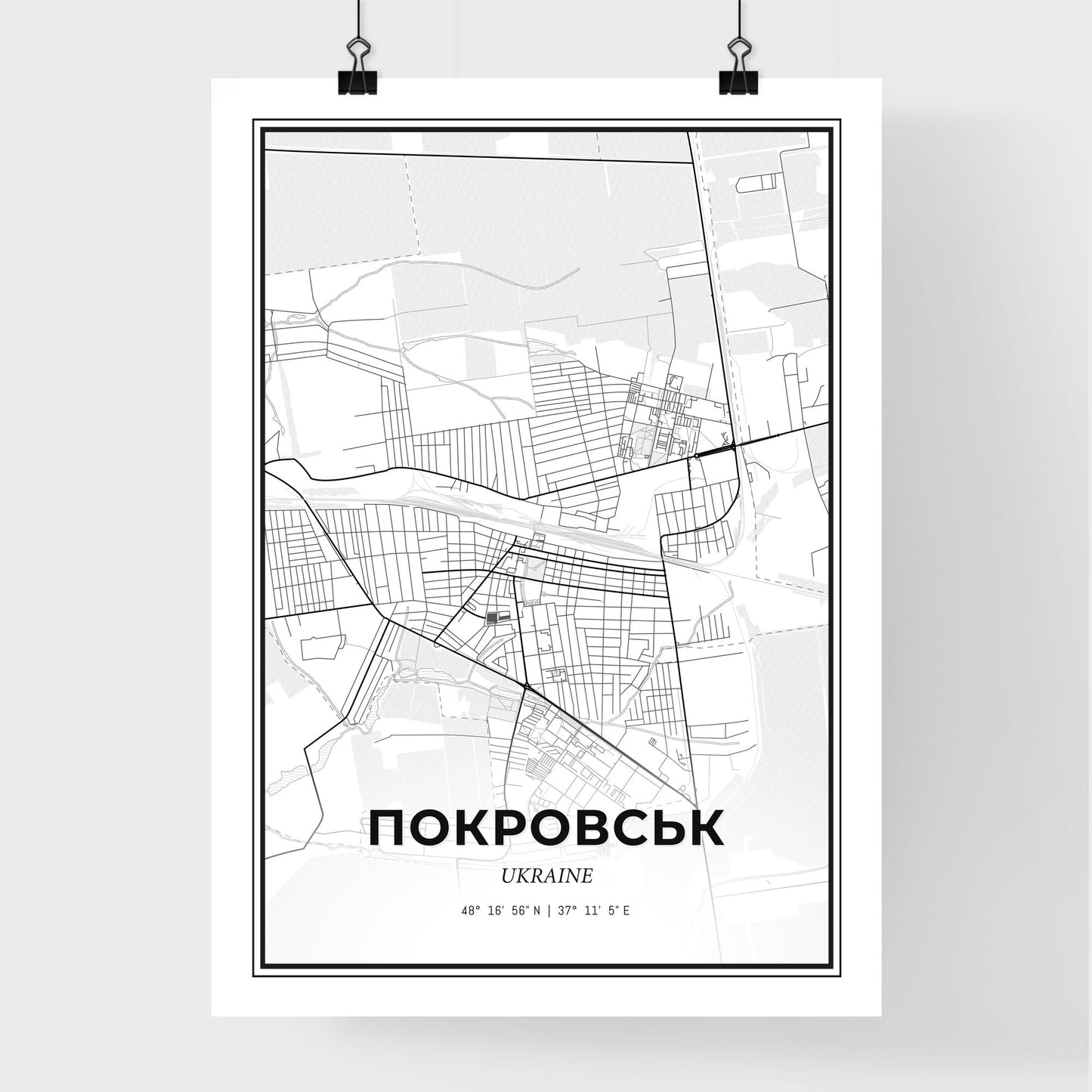 Pokrovsk Ukraine - Premium City Map Poster