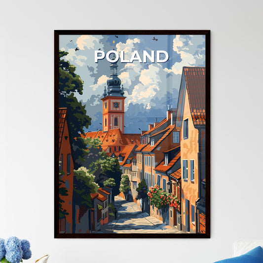 Poland, Europe - a vibrant street art painting with a focus on the art aspect, featuring a tower in the background