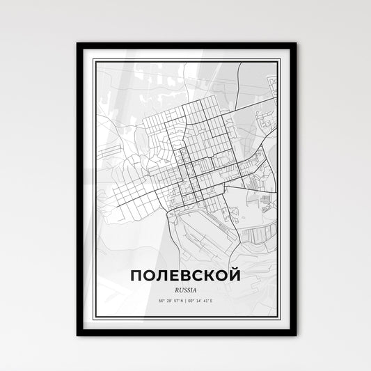 Polevskoy Russia - Scandinavian Style City Map for Modern Home Decor