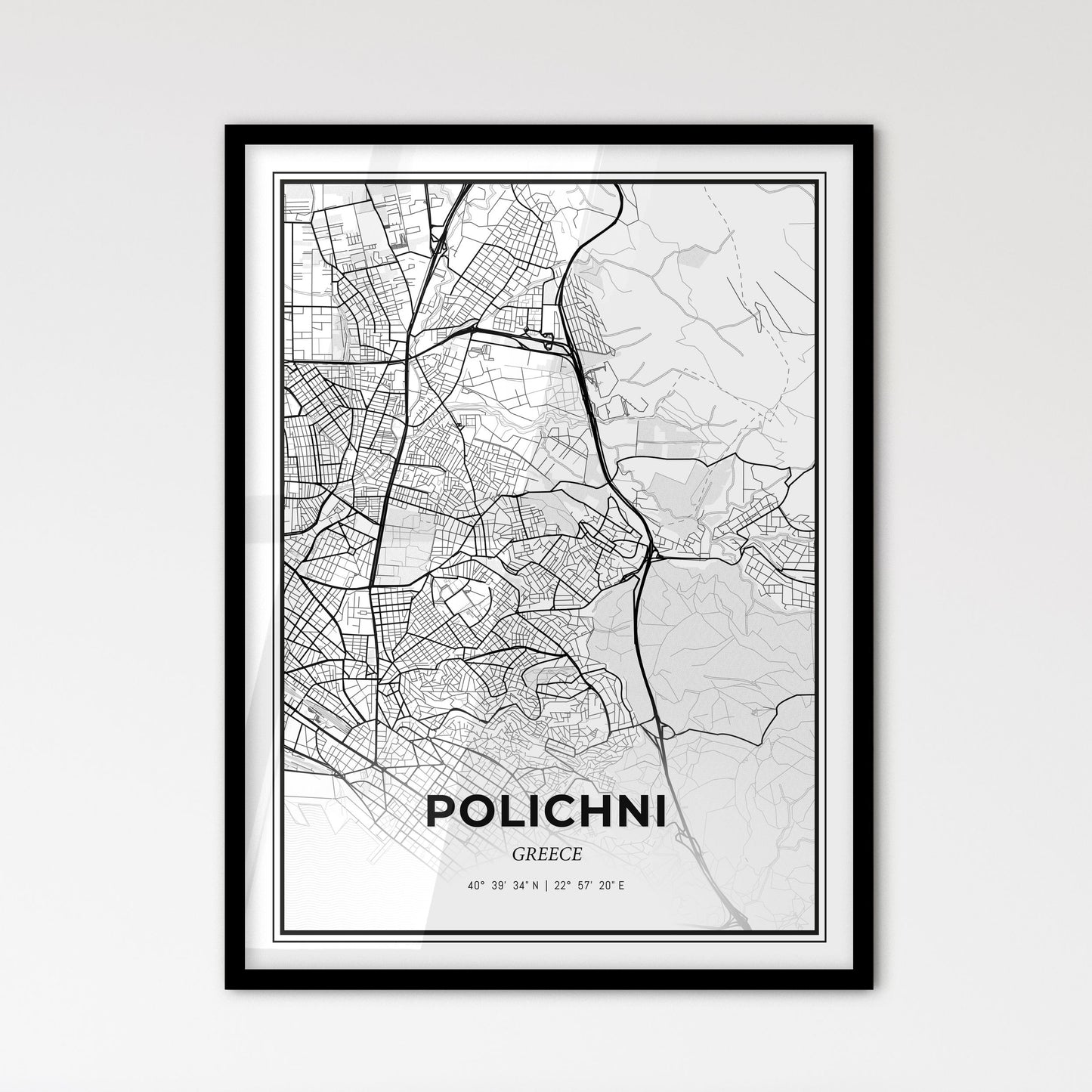 Polichni Greece - Scandinavian Style City Map for Modern Home Decor