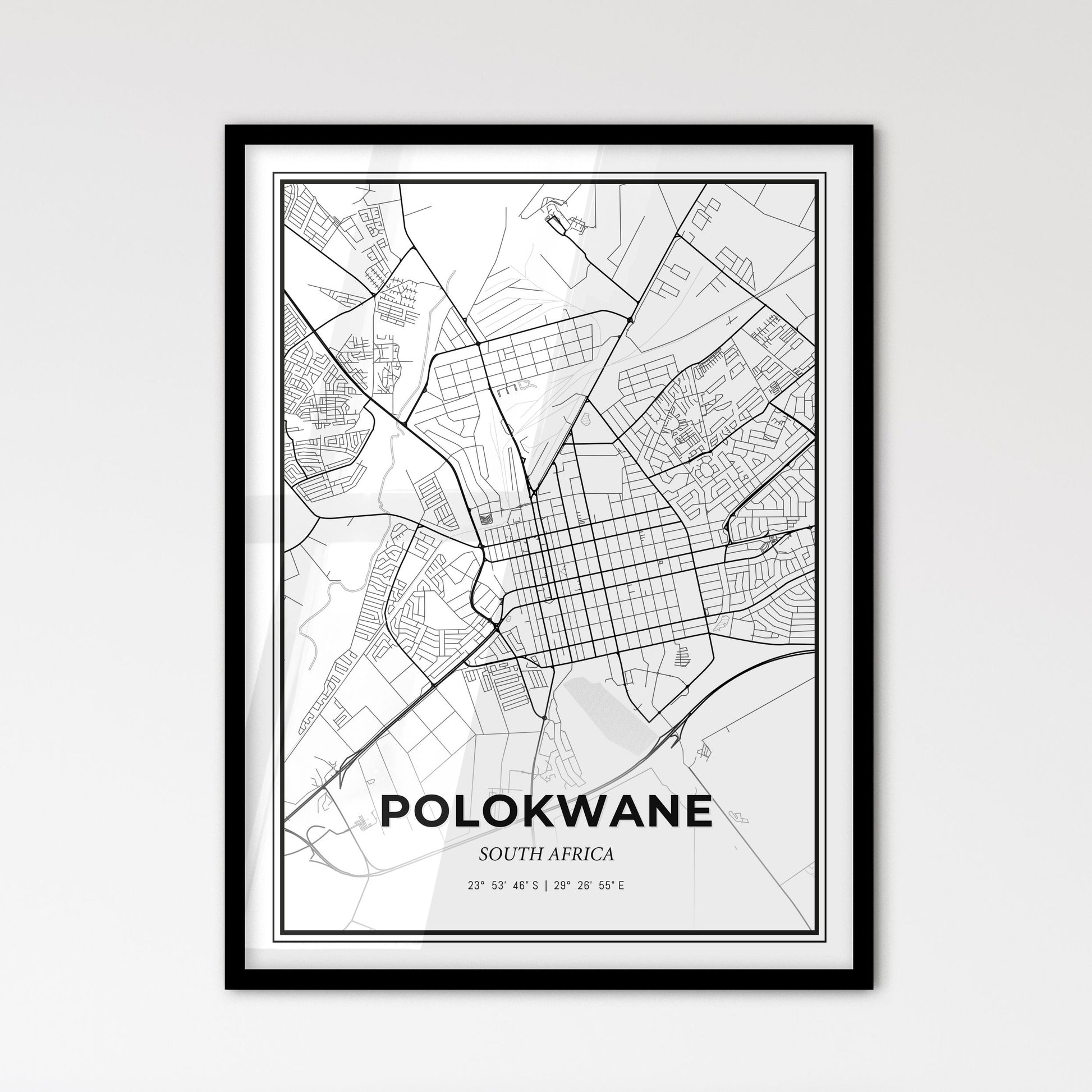 Polokwane South Africa - Scandinavian Style City Map for Modern Home Decor