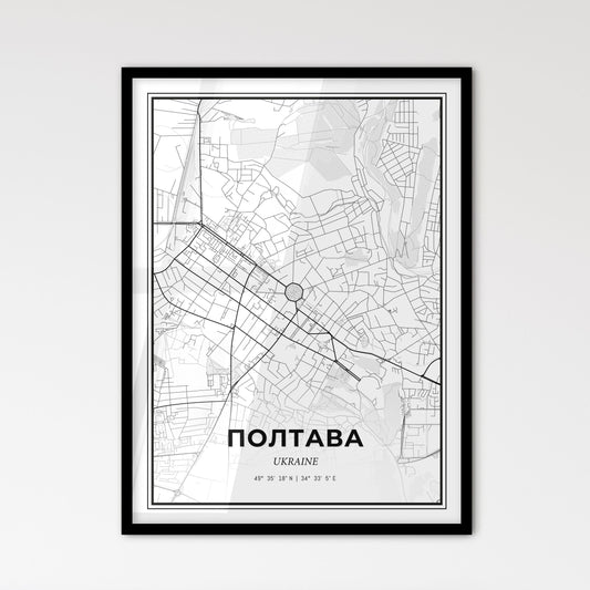 Poltava Ukraine - Scandinavian Style City Map for Modern Home Decor