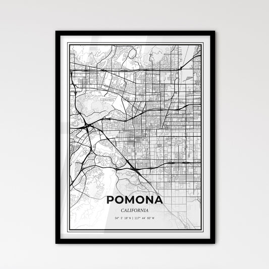 Pomona California - Scandinavian Style City Map for Modern Home Decor