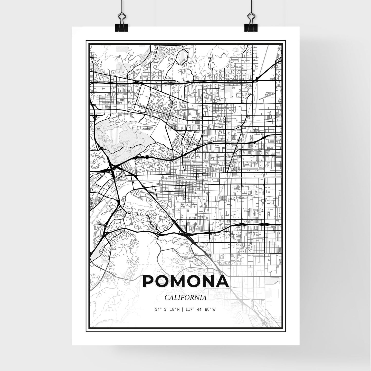 Pomona California - Premium City Map Poster