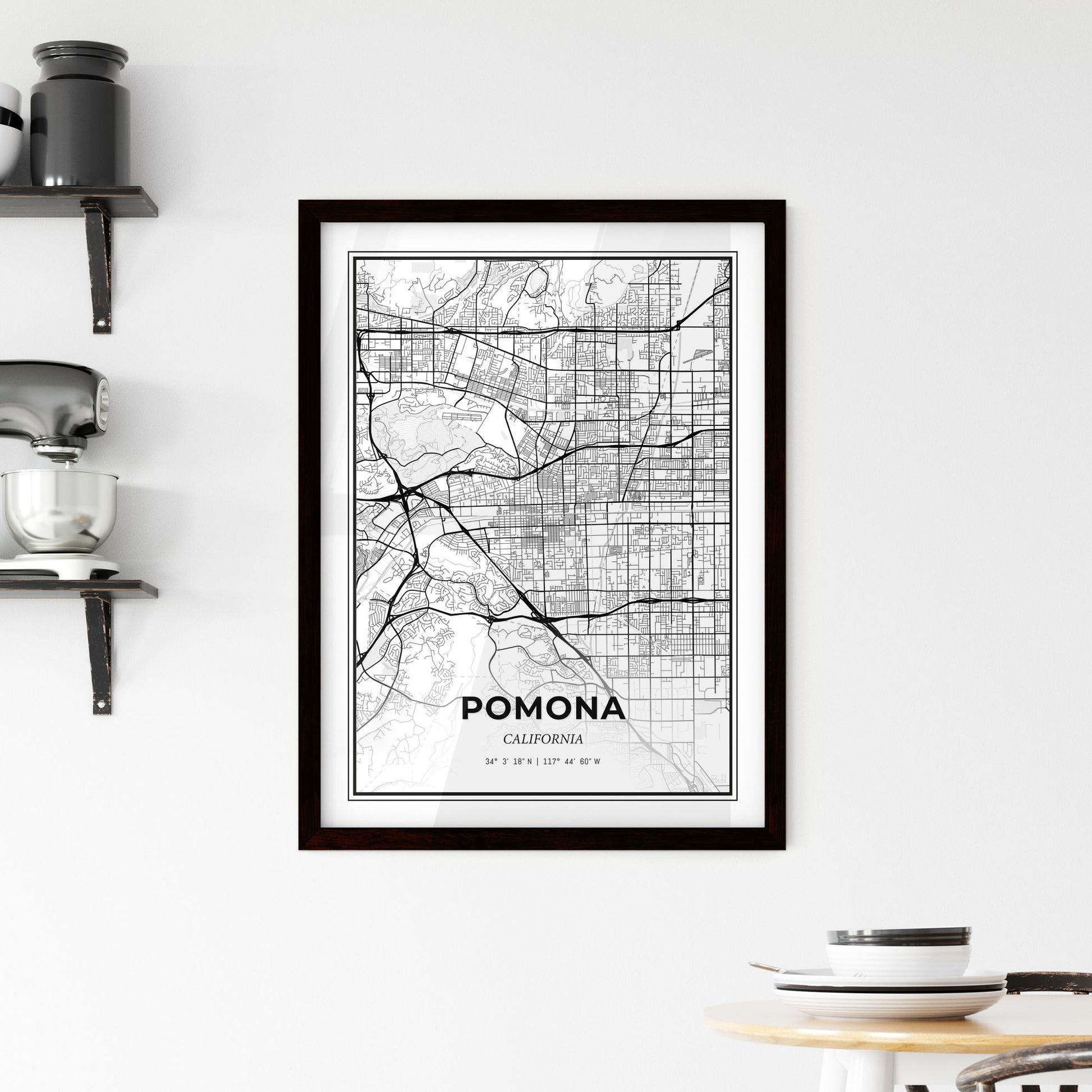 Pomona California - Minimal City Map