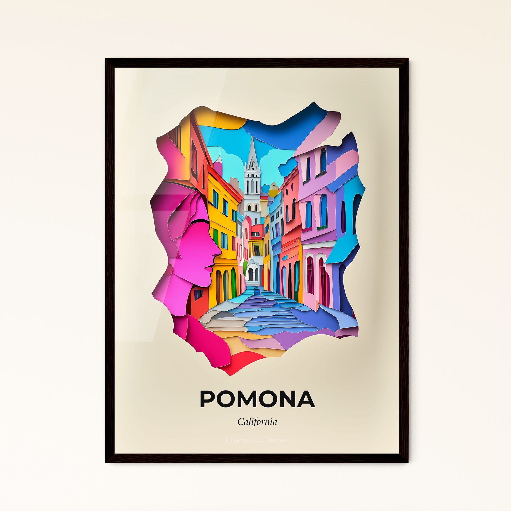 Vivid Pomona, California - a colorful city street with a clock tower