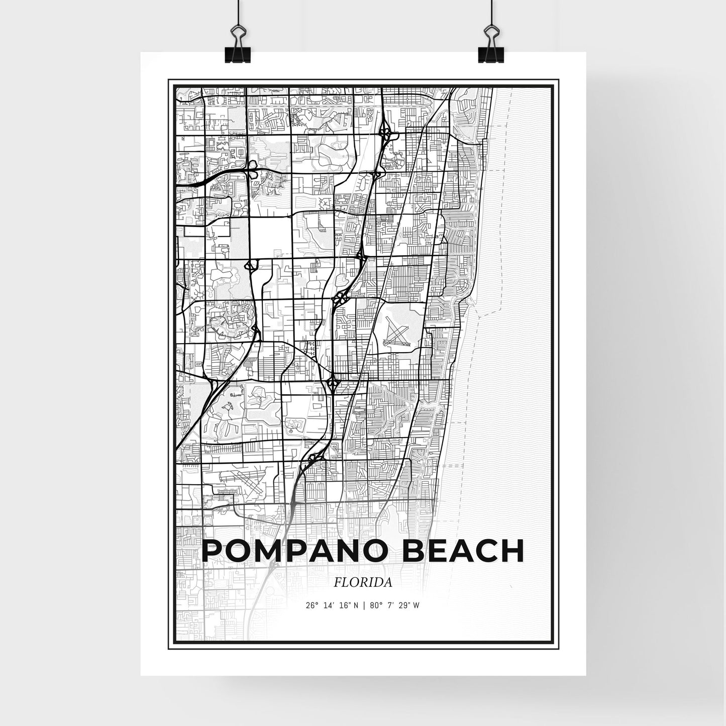 Pompano Beach Florida - Premium City Map Poster