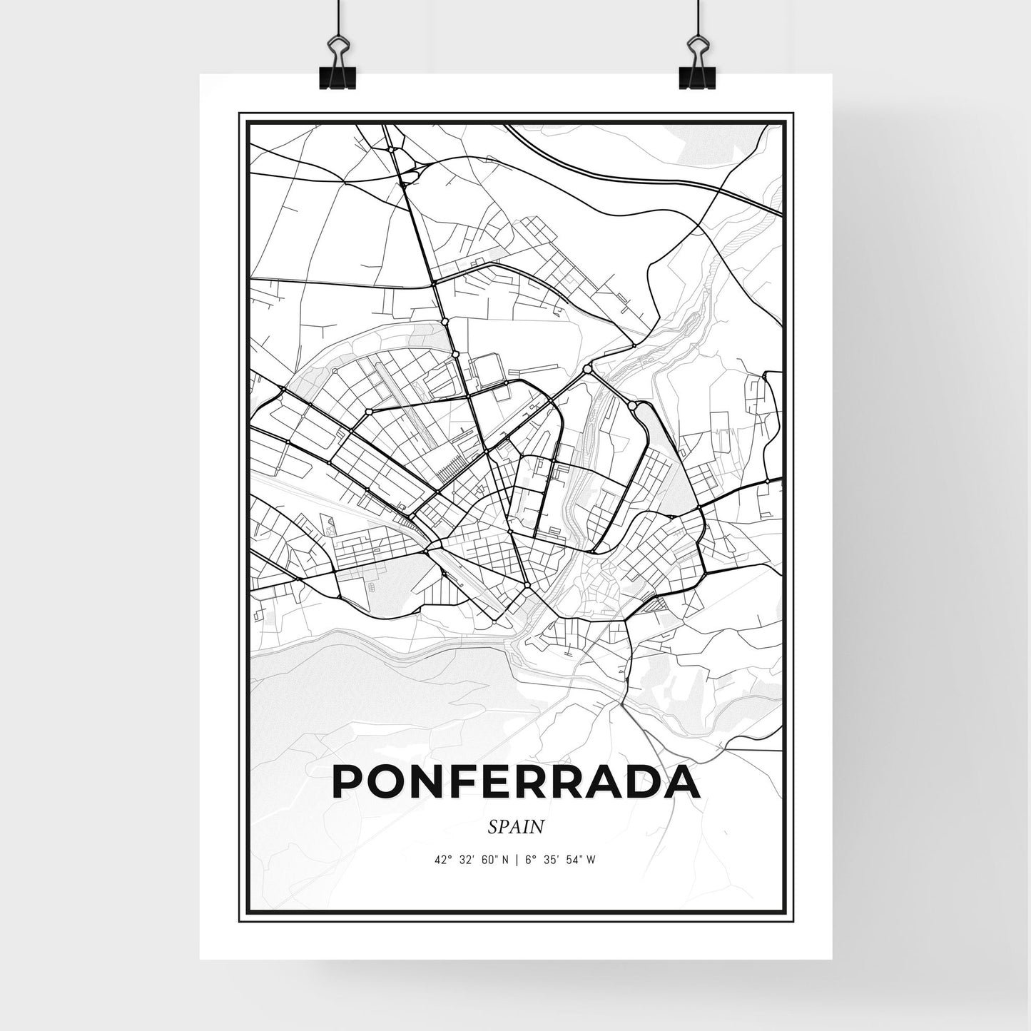 Ponferrada Spain - Premium City Map Poster