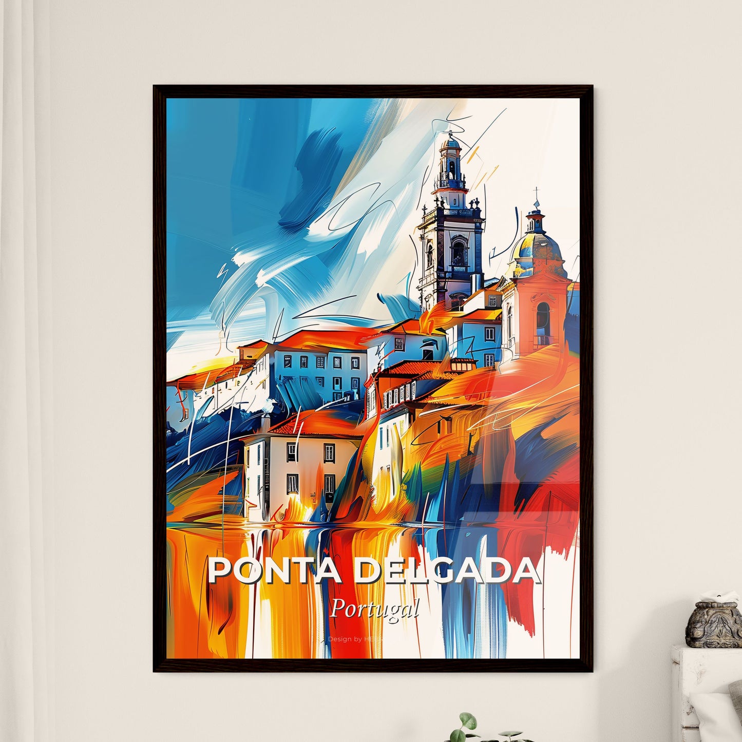 Vibrant Ponta Delgada, Portugal - A Painting Of A City