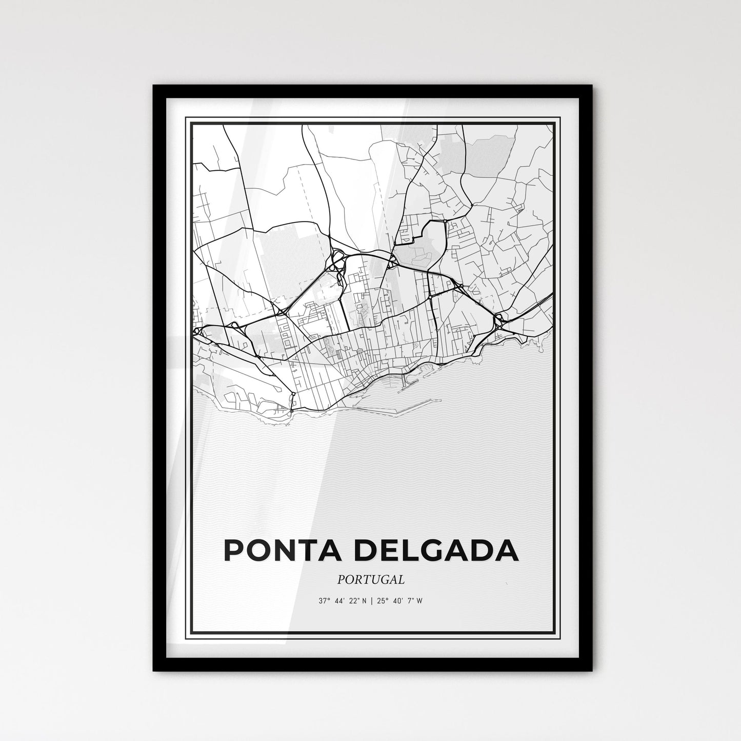 Ponta Delgada Portugal - Scandinavian Style City Map for Modern Home Decor