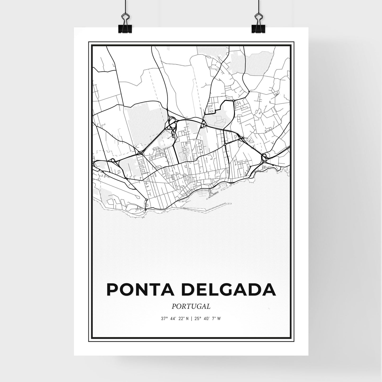 Ponta Delgada Portugal - Premium City Map Poster