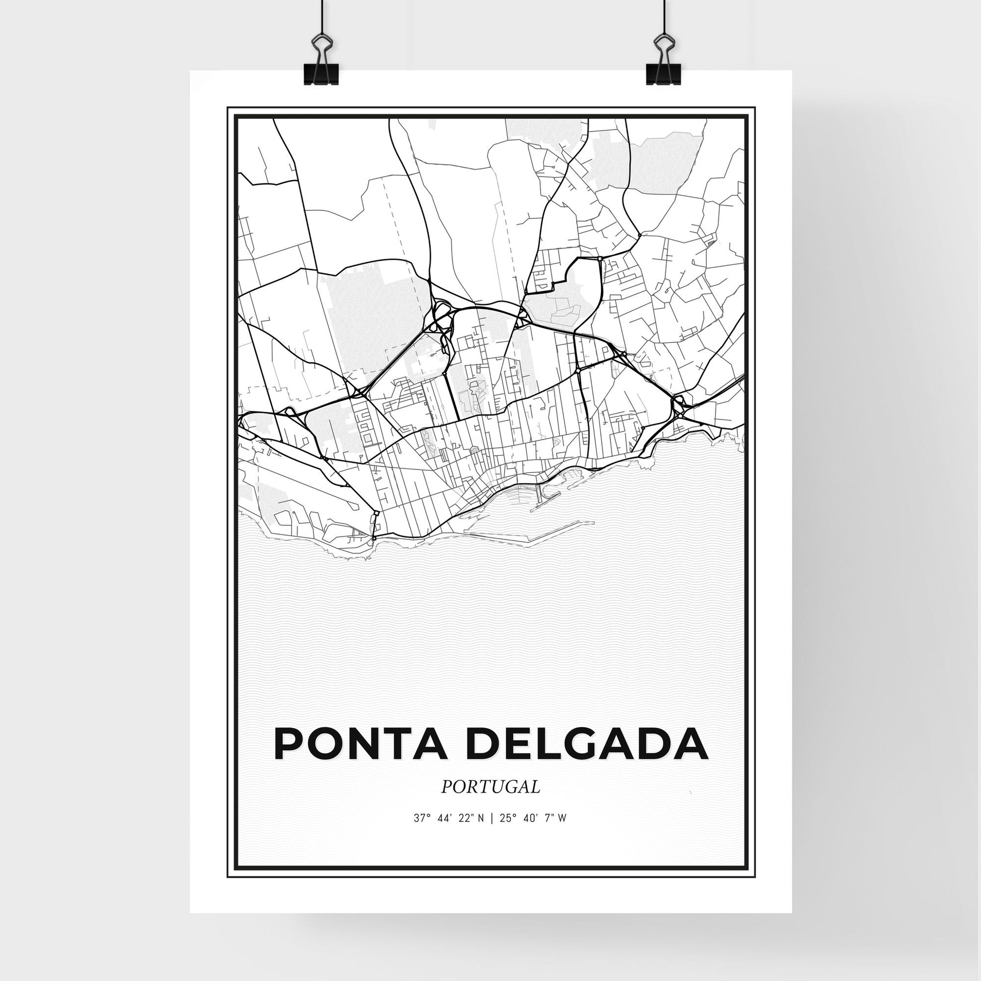 Ponta Delgada Portugal - Premium City Map Poster