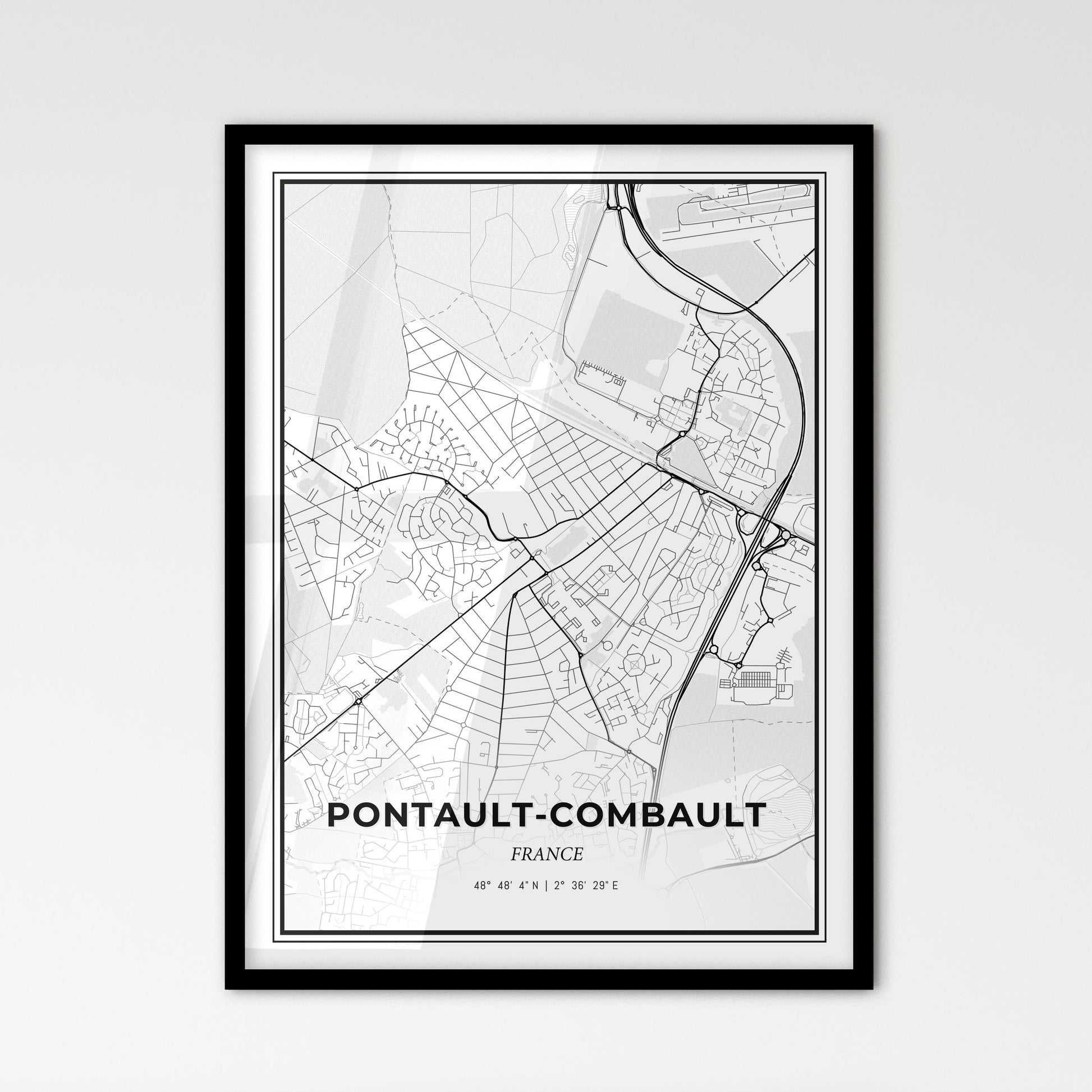 Pontault-Combault France - Scandinavian Style City Map for Modern Home Decor