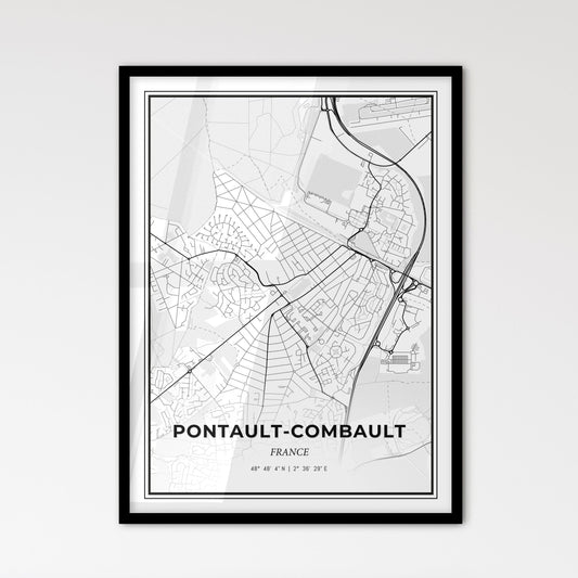 Pontault-Combault France - Scandinavian Style City Map for Modern Home Decor