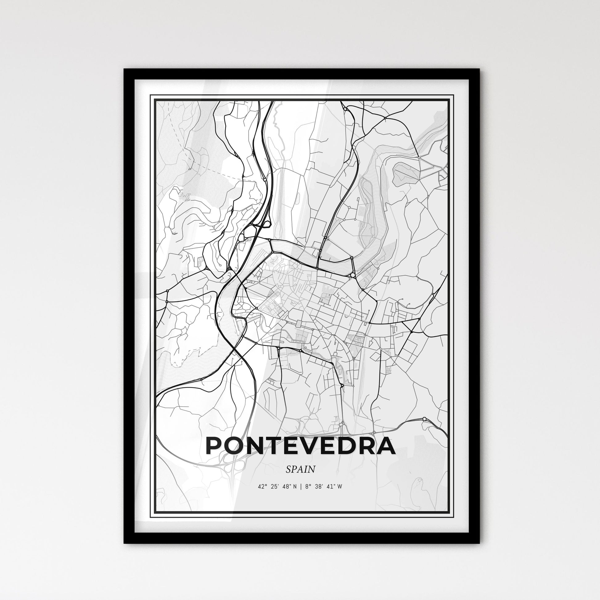 Pontevedra Spain - Scandinavian Style City Map for Modern Home Decor